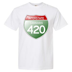 Funny Interstate 420 in the state of Cannabis Marijuana Weed Garment-Dyed Heavyweight T-Shirt