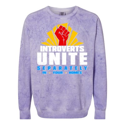 Funny Introverts Unite Separately In Your Homes Colorblast Crewneck Sweatshirt