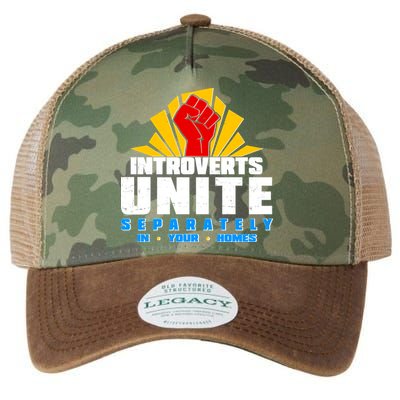 Funny Introverts Unite Separately In Your Homes Legacy Tie Dye Trucker Hat