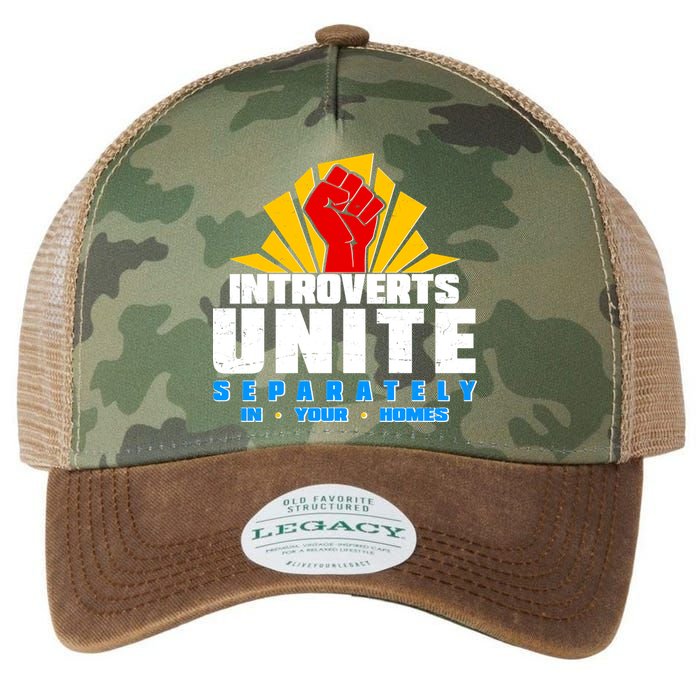 Funny Introverts Unite Separately In Your Homes Legacy Tie Dye Trucker Hat