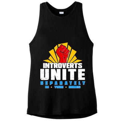 Funny Introverts Unite Separately In Your Homes Ladies PosiCharge Tri-Blend Wicking Tank