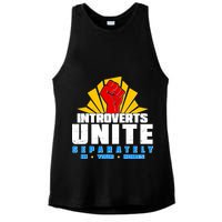 Funny Introverts Unite Separately In Your Homes Ladies PosiCharge Tri-Blend Wicking Tank