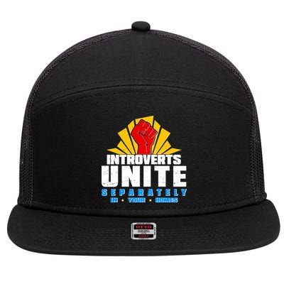 Funny Introverts Unite Separately In Your Homes 7 Panel Mesh Trucker Snapback Hat