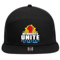 Funny Introverts Unite Separately In Your Homes 7 Panel Mesh Trucker Snapback Hat