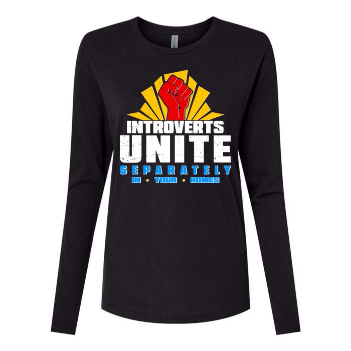 Funny Introverts Unite Separately In Your Homes Womens Cotton Relaxed Long Sleeve T-Shirt