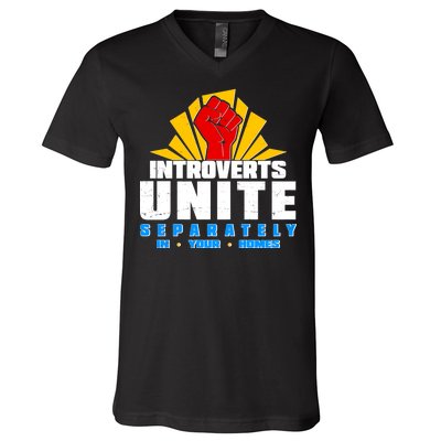 Funny Introverts Unite Separately In Your Homes V-Neck T-Shirt