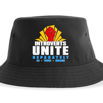 Funny Introverts Unite Separately In Your Homes Sustainable Bucket Hat