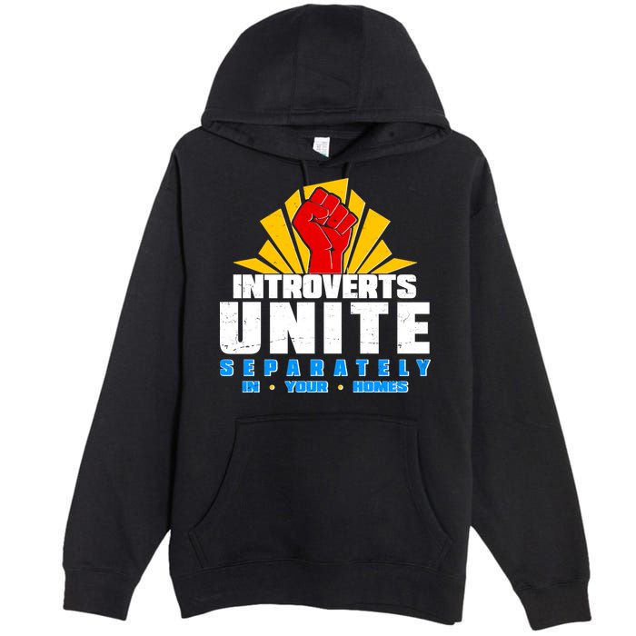 Funny Introverts Unite Separately In Your Homes Premium Pullover Hoodie