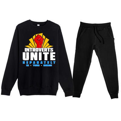 Funny Introverts Unite Separately In Your Homes Premium Crewneck Sweatsuit Set