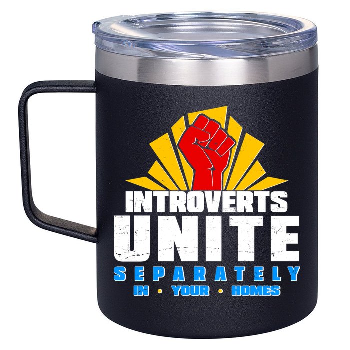 Funny Introverts Unite Separately In Your Homes 12oz Stainless Steel Coffee Mug