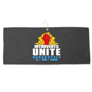 Funny Introverts Unite Separately In Your Homes Large Microfiber Waffle Golf Towel