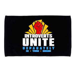 Funny Introverts Unite Separately In Your Homes Microfiber Hand Towel