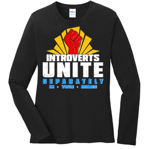 Funny Introverts Unite Separately In Your Homes Ladies Long Sleeve Shirt