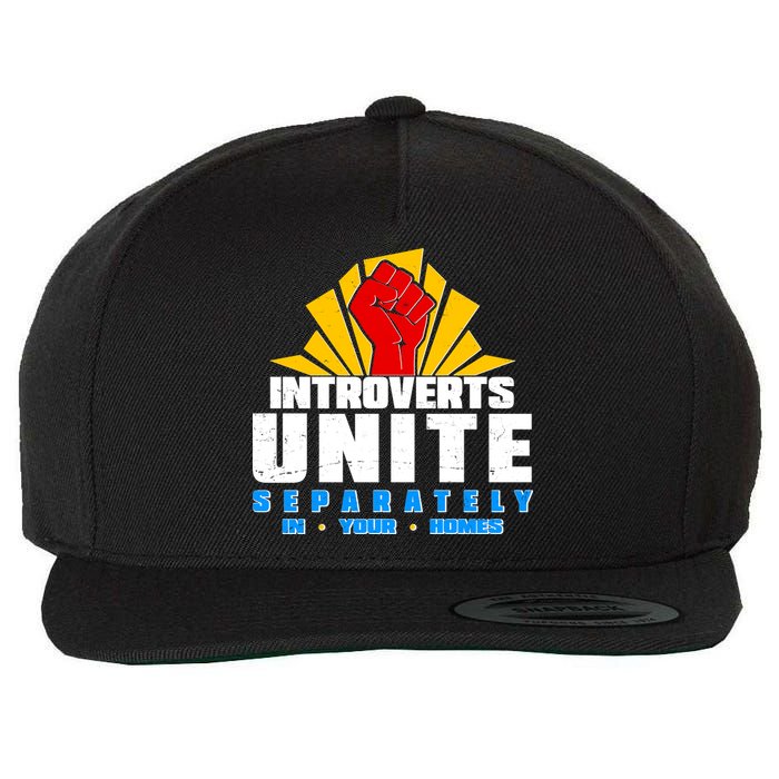 Funny Introverts Unite Separately In Your Homes Wool Snapback Cap