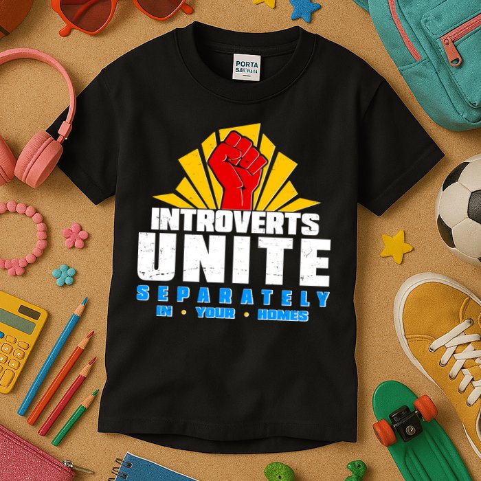 Funny Introverts Unite Separately In Your Homes Kids T-Shirt