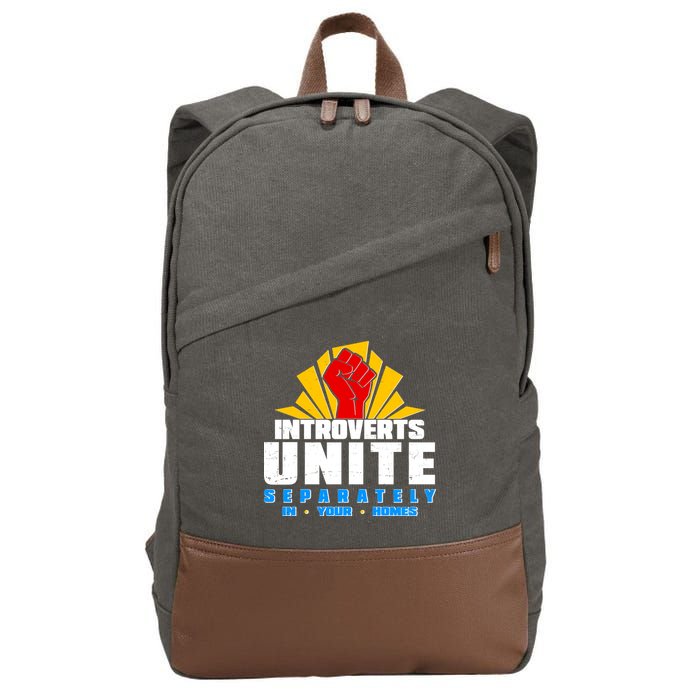 Funny Introverts Unite Separately In Your Homes Cotton Canvas Backpack