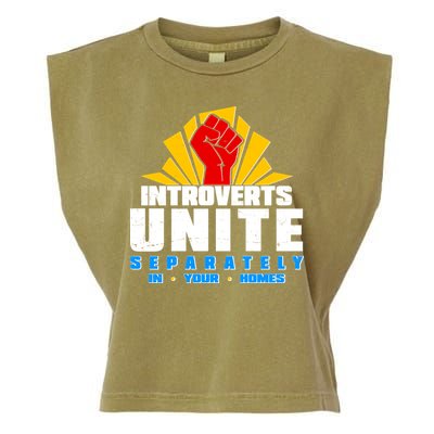 Funny Introverts Unite Separately In Your Homes Garment-Dyed Women's Muscle Tee