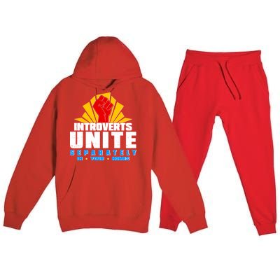 Funny Introverts Unite Separately In Your Homes Premium Hooded Sweatsuit Set