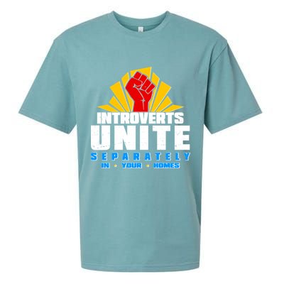 Funny Introverts Unite Separately In Your Homes Sueded Cloud Jersey T-Shirt