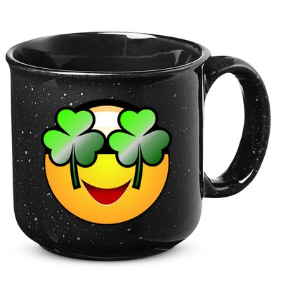 Funny Irish Clover St. Patrick's Day Emoji 15oz Campfire Ceramic Mug