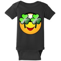 Funny Irish Clover St. Patrick's Day Emoji Baby Bodysuit