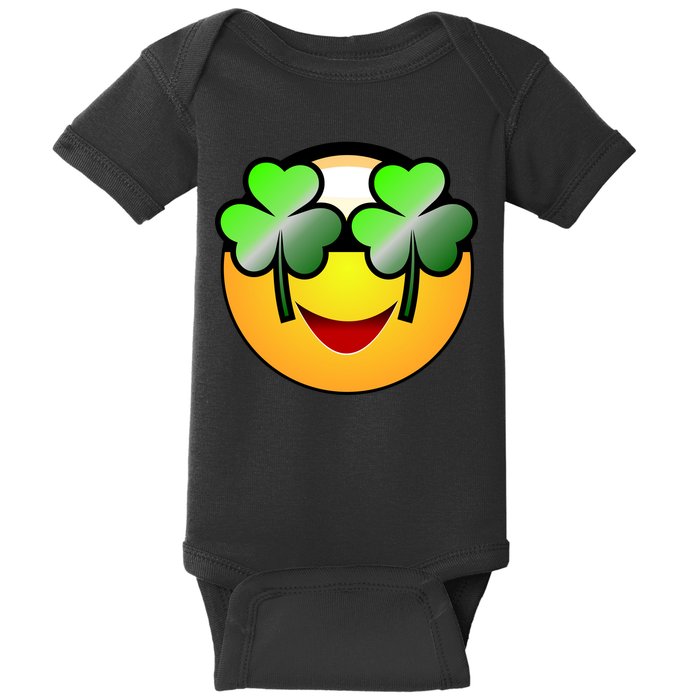 Funny Irish Clover St. Patrick's Day Emoji Baby Bodysuit