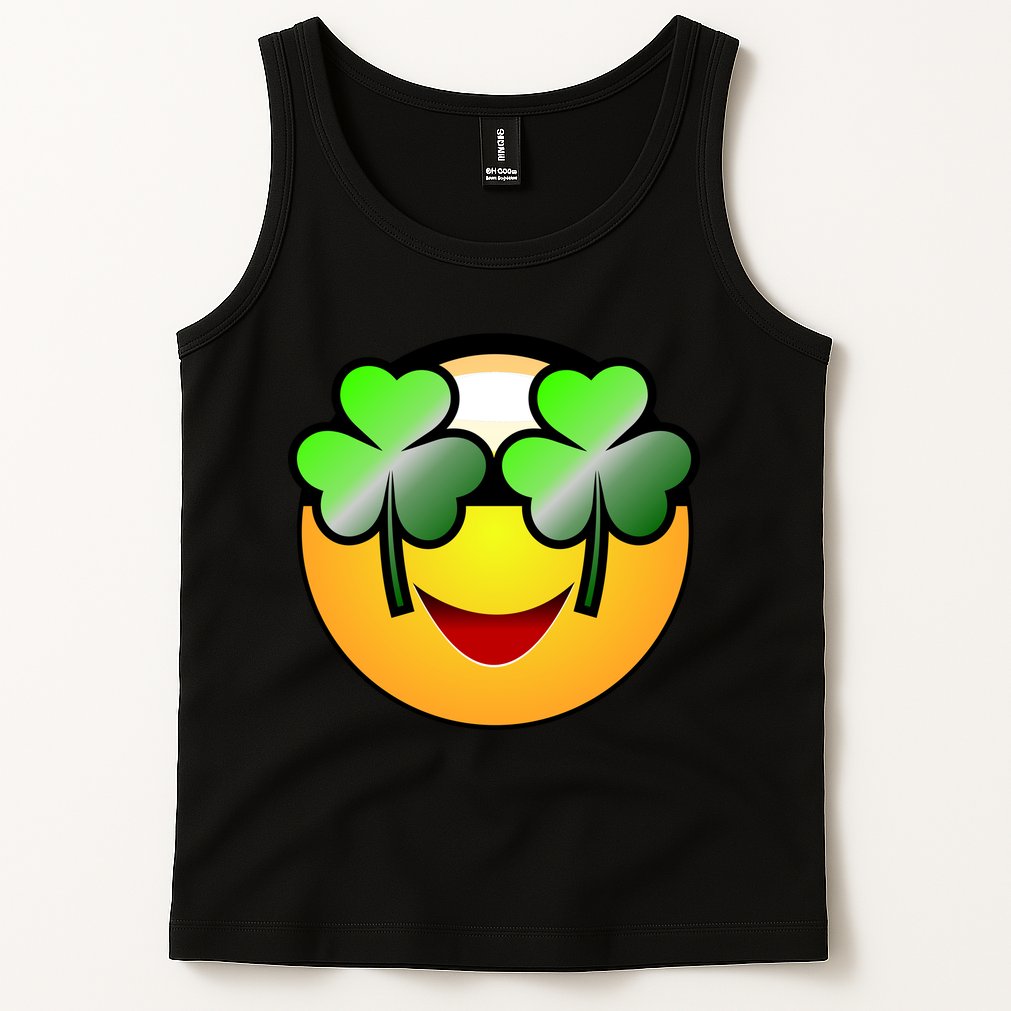 Funny Irish Clover St. Patrick's Day Emoji Tank Top