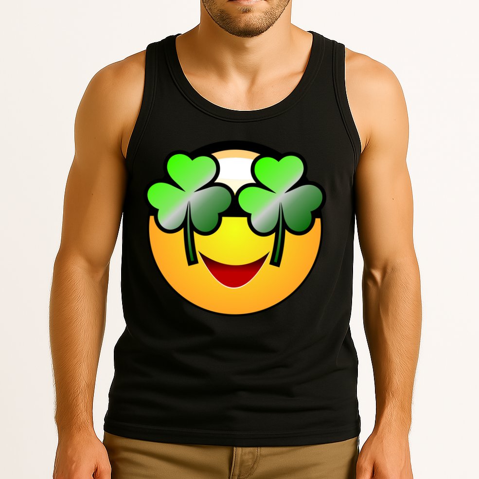Funny Irish Clover St. Patrick's Day Emoji Tank Top