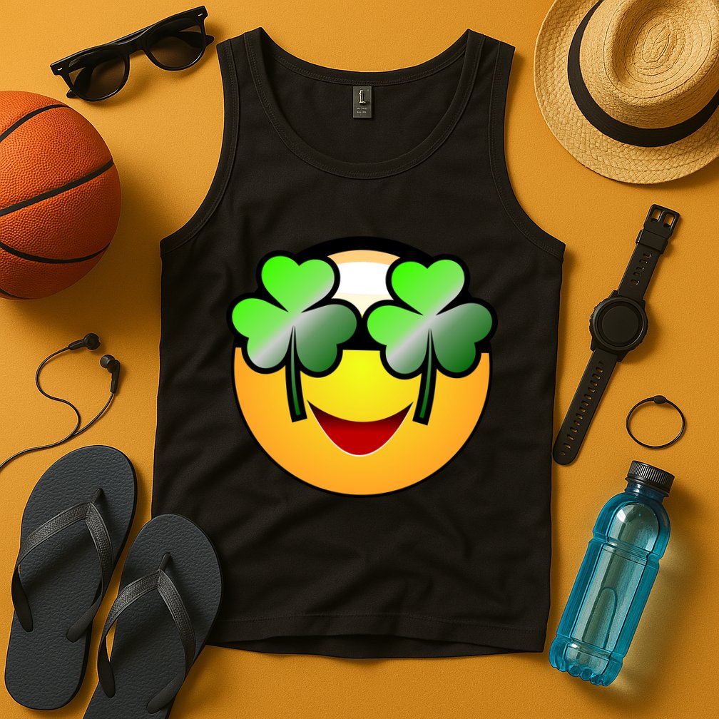 Funny Irish Clover St. Patrick's Day Emoji Tank Top