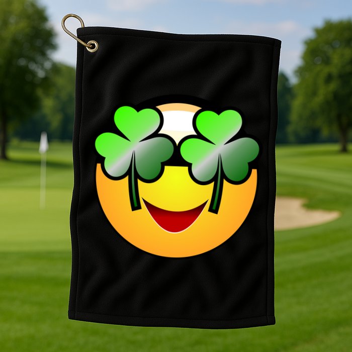 Funny Irish Clover St. Patrick's Day Emoji Golf Towel