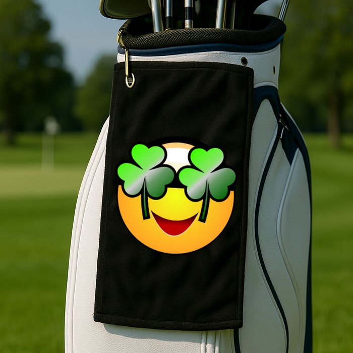 Funny Irish Clover St. Patrick's Day Emoji Golf Towel