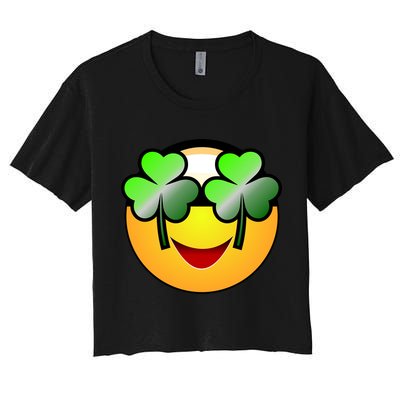 Funny Irish Clover St. Patrick's Day Emoji Crop Top