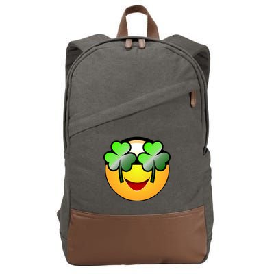 Funny Irish Clover St. Patrick's Day Emoji Cotton Canvas Backpack