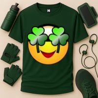 Funny Irish Clover St. Patrick's Day Emoji Performance Shirt