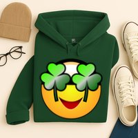 Funny Irish Clover St. Patrick's Day Emoji Hoodie