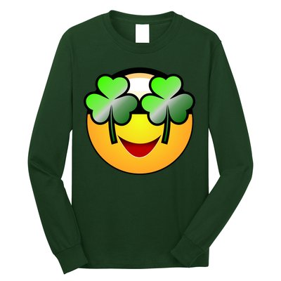 Funny Irish Clover St. Patrick's Day Emoji Long Sleeve Shirt