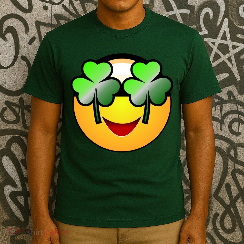 Funny Irish Clover St. Patrick's Day Emoji T-Shirt