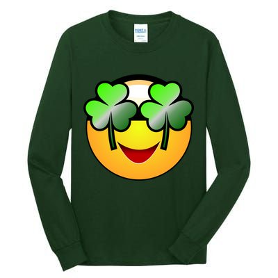 Funny Irish Clover St. Patrick's Day Emoji Tall Long Sleeve T-Shirt
