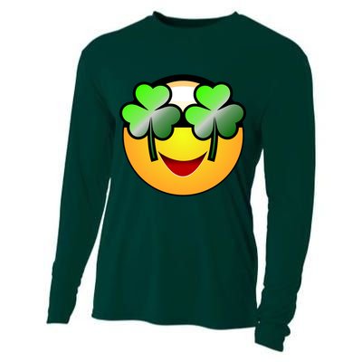 Funny Irish Clover St. Patrick's Day Emoji Cooling Performance Long Sleeve Crew