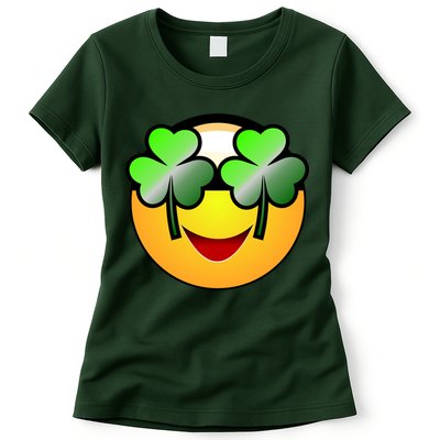 Funny Irish Clover St. Patrick's Day Emoji Womens T-Shirt