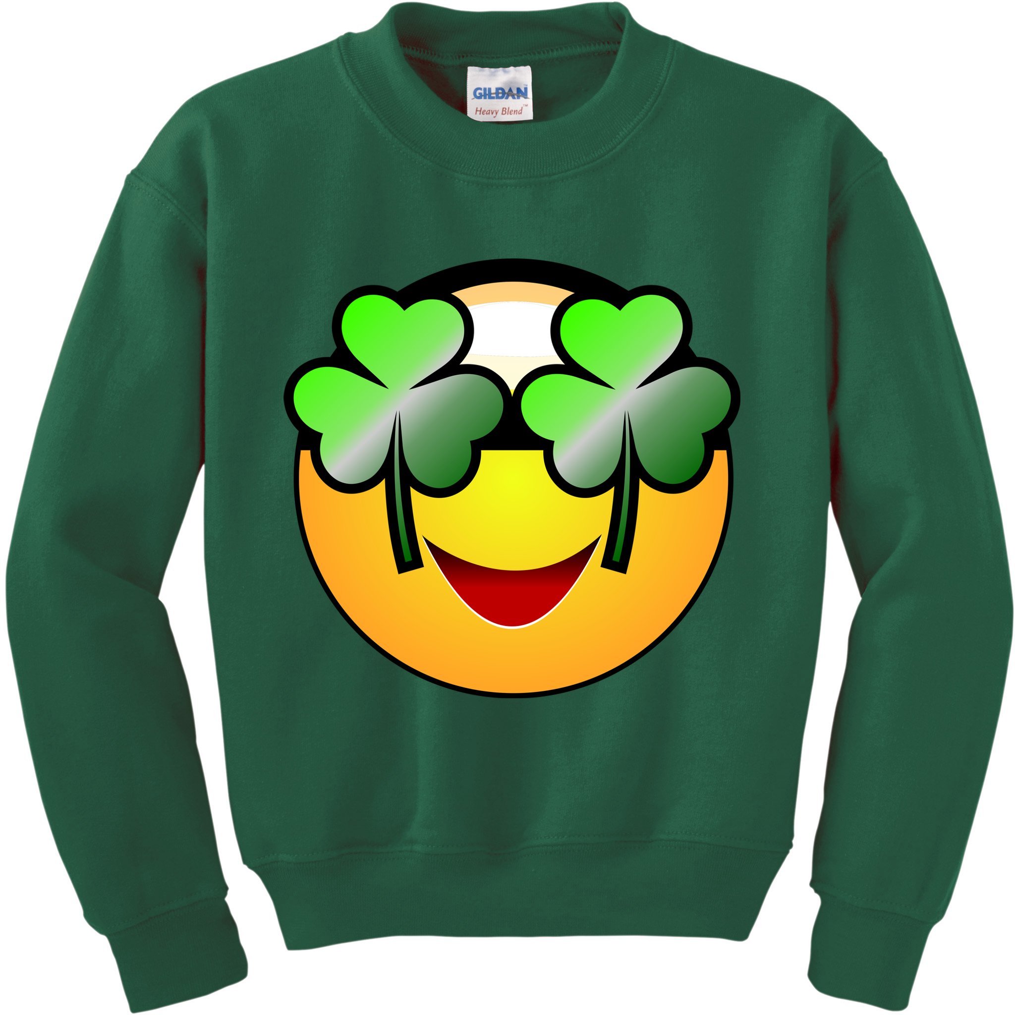 Funny Irish Clover St. Patrick's Day Emoji Kids Sweatshirt