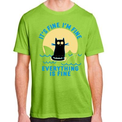 Funny It's Fine I'm Fine Everything Is Fine Shark Cat Adult ChromaSoft Performance T-Shirt