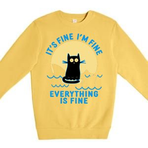 Funny It's Fine I'm Fine Everything Is Fine Shark Cat Premium Crewneck Sweatshirt