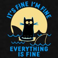 Funny It's Fine I'm Fine Everything Is Fine Shark Cat Ladies PosiCharge Tri-Blend Wicking Tank