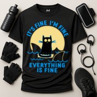 Funny It's Fine I'm Fine Everything Is Fine Shark Cat Performance Shirt