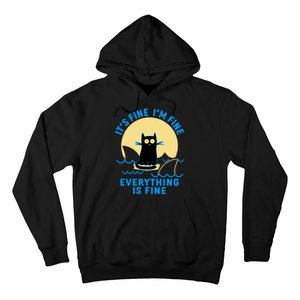 Funny It's Fine I'm Fine Everything Is Fine Shark Cat Hoodie