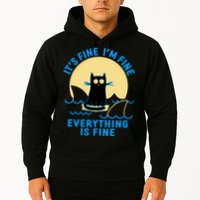 Funny It's Fine I'm Fine Everything Is Fine Shark Cat Hoodie