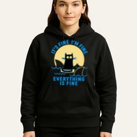 Funny It's Fine I'm Fine Everything Is Fine Shark Cat Hoodie