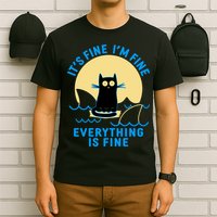 Funny It's Fine I'm Fine Everything Is Fine Shark Cat T-Shirt