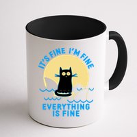 Funny It's Fine I'm Fine Everything Is Fine Shark Cat Mug